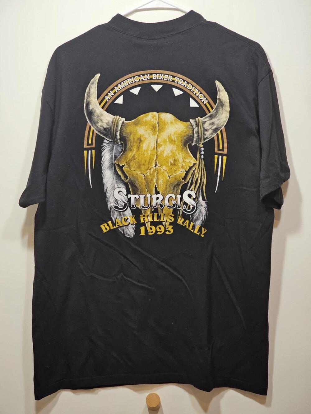 Vintage 3D Emblem T-Shirt Sturgis American Biker 1992 Black Single Stitch USA - Picture 5 of 11